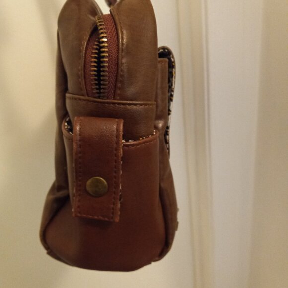 Volcom Brown Leather Shoulder Bag Vintage Look - Picture 7 of 12